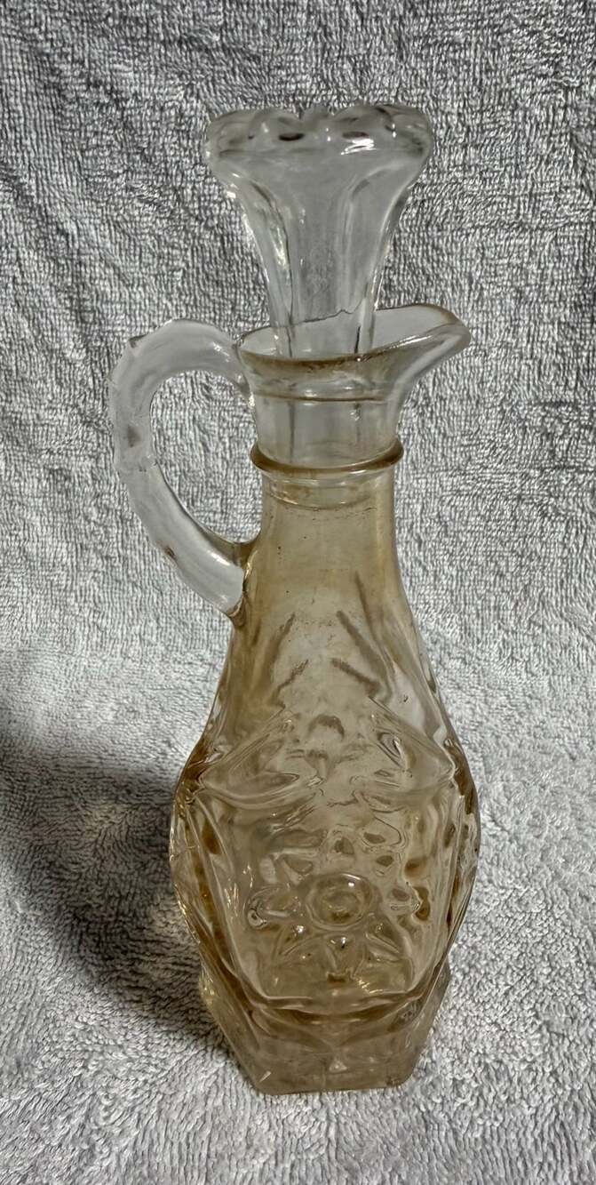 Anchor Hocking Star of David Pressed Glass Cruet